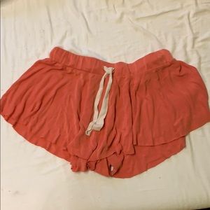 Free people lace up flowy short in coral
